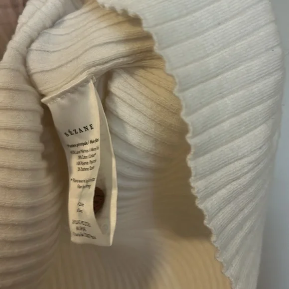 Sezane Cream Sweater with Brown Trim - Picture 3 of 4